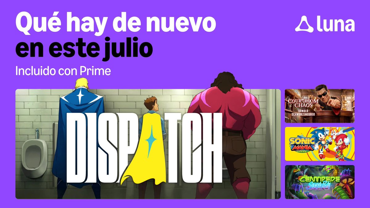 ErreKGamer's tweet photo. #AmazonLuna anuncia sus novedades de julio de 2026 con Sonic Mania Plus y Dispatch 💜
👉https://t.co/imJT9HggBZ https://t.co/eoFLMRgpZE