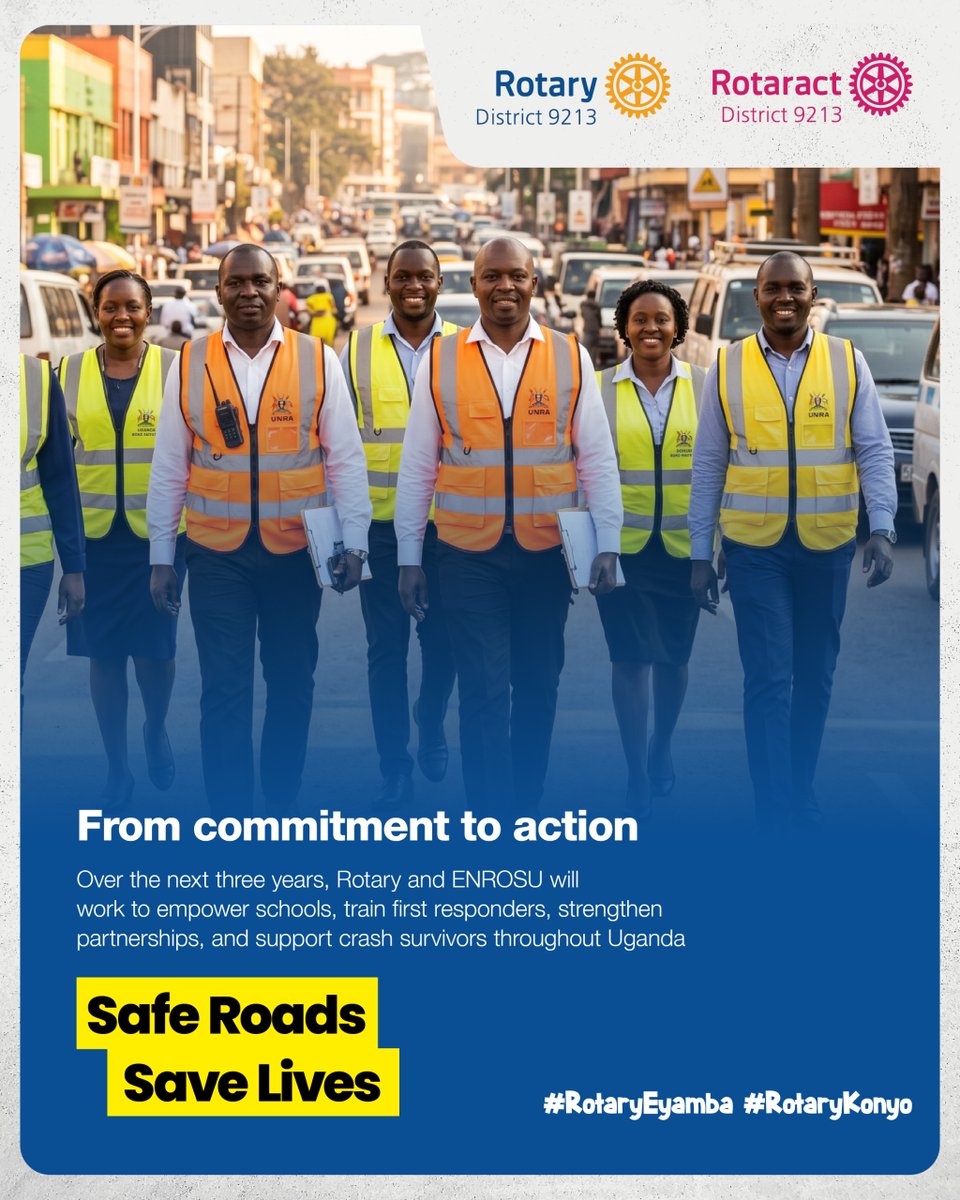 rotaryd9213's tweet photo. Enhancing Road Safety in Uganda is  a three‑year flagship project in partnership with the @MoWT_Uganda, @PoliceUg, @MinofHealthUG and @UgandaRedCross.

#RotaryEyamba |#RotaryKonyo https://t.co/25Spp9vwya