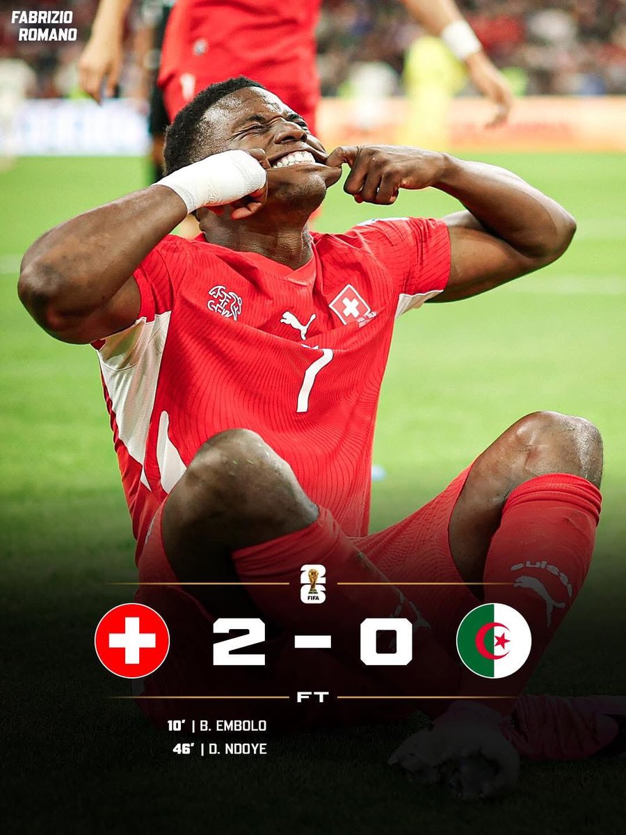 TruthOnPitch's tweet photo. 🚨 SWITZERLAND WIN AGAIN!!! THEY BEAT ALGERIA AND FLY TO THE NEXT ROUND! 🌎🇨🇭 https://t.co/dZUz7hQnYV