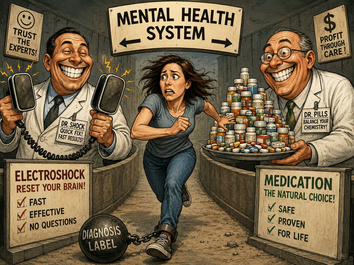 RenataRykowska's tweet photo. A diagnosis should not become a chain.
When the only choices offered are shock, pills and obedience, that is not care — it is control.
Healthcare must mean consent, truth and accountability.
#PatientRights #MedicalEthics #InformedConsent #StopECT #DoNoHarm #HumanRights https://t.co/pL61DJroci