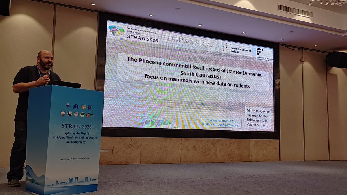 JURASSICAMuseum's tweet photo. Our #Neogene research team have been presenting their work this week at the 5th International Congress on Stratigraphy (#STRATI2026) in Suzhou 🇨🇳! An opportunity to share our latest research & exchange ideas with colleagues #fossilfriday https://t.co/ACOSm1dWwI
