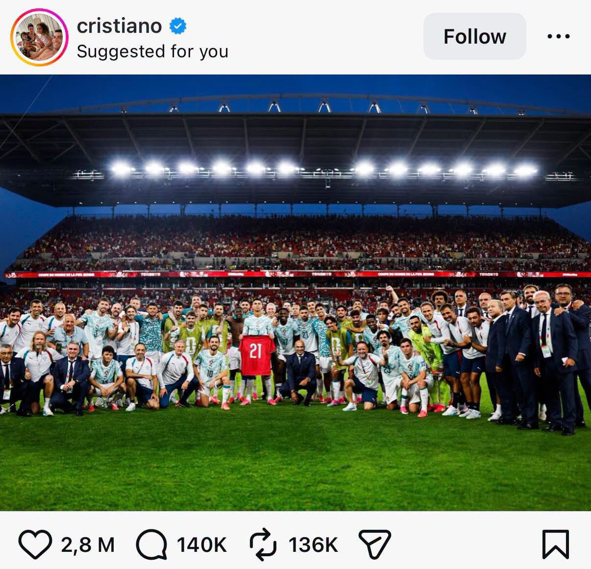 TruthOnPitch's tweet photo. 🇪🇸❤️ Cristiano Ronaldo via IG: "We won for us, for Diogo, and for Portugal. VAMOS!" https://t.co/n3B1ah2ZFR