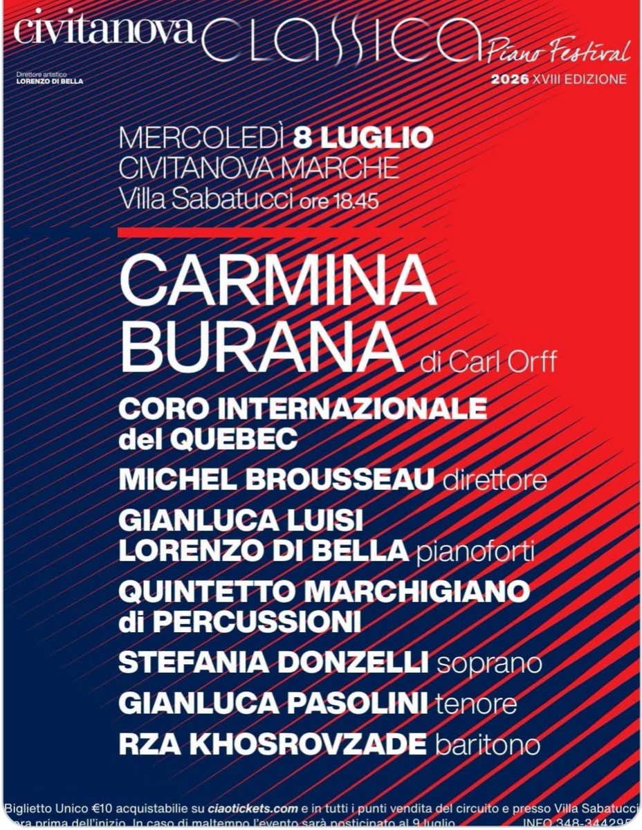 CanadainItalia's tweet photo. 🇨🇦🎵🇮🇹 Lieti di annunciare la tournée marchigiana del #CoroInternazionaleDelQuébec, con #CarminaBurana e #Misatango, che si terrà a:
- #Osimo 6/07,
- #CivitanovaMarche 8/07,
- #Recanati 10/07 e
- #Fano 14/07.
Celebrando l'amicizia e gli scambi culturali tra i nostri Paesi. https://t.co/o22KGWI0CS