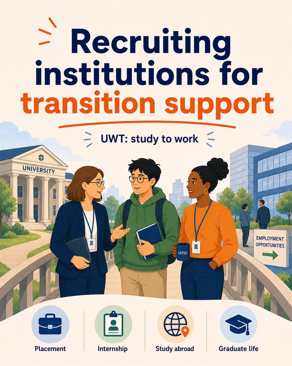 umo_uk's tweet photo. UMO is recruiting institutions interested in practical transition support for students moving into work, placements and graduate life. #Employability #StudentSupport #UMO https://t.co/sq3cJ9Ojwz