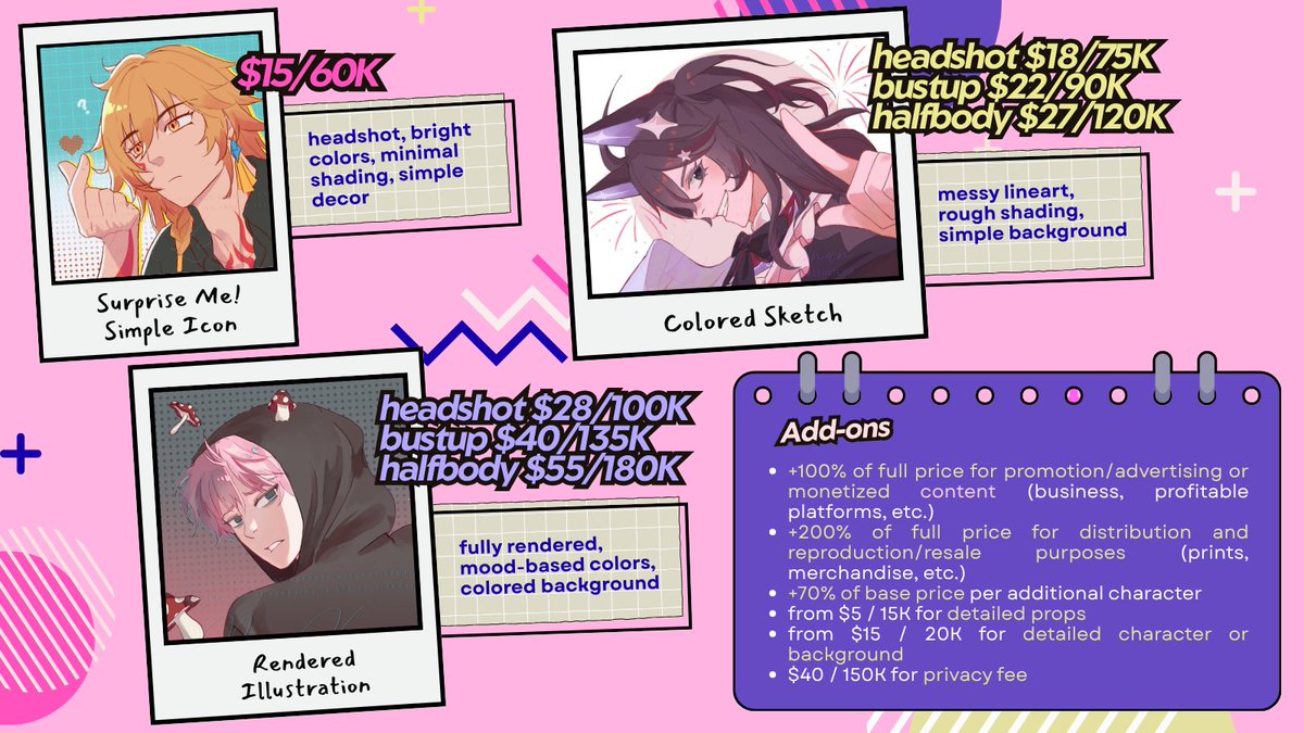 keeneterui's tweet photo. (rts and likes are appreciated! ♥︎)

🌻 COMMISSION OPEN 🌻

hii! ^^ my commission is now open with three services below! if interested, you can order by mentioning me after dm for local and via vgen for international through the link in replies!
#vgencomm #artcommission #artidn https://t.co/xBQggKdvRo