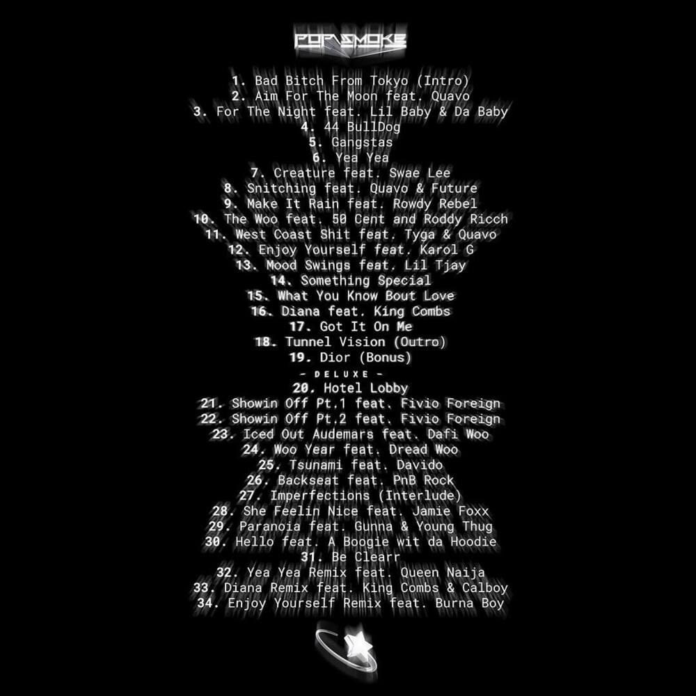 ComplexMusic's tweet photo. Today in 2020, Pop Smoke’s debut album ‘Shoot For The Stars, Aim For The Moon’ was posthumously released 🕊️ 

It debuted at No. 1 on the Billboard 200 with 251K first-week units. It includes features from Quavo, 50 Cent, Future, Lil Baby, Roddy Ricch, Swae Lee and more. 

Long live The Woo 💫