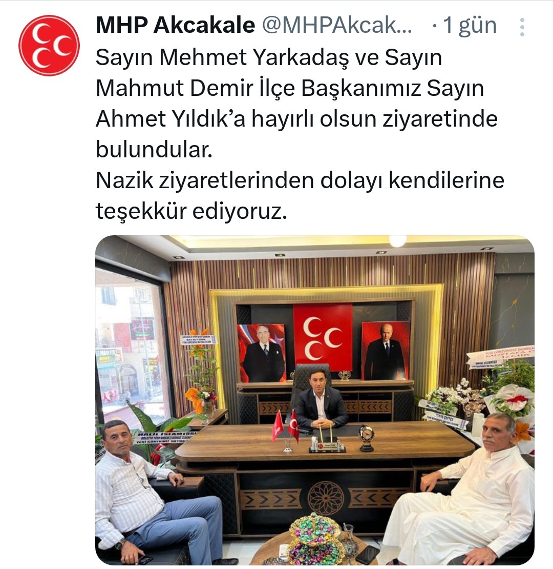 Mk631071's tweet photo. #Mhp #Akçakale ye bu #Atatürk düşmanını kim atadı? Alparslan Türkeş ve Devlet Bahçeli nin resimlerini asıp, ortaya Atatürk ün resmini bilinçli asmayan bu Mhpli olmayan başkanı çok mu aradınız? Yazıklar olsun @MHP_Bilgi @M_BilalAydin @ahmetyasak #Şanlıurfa #Urfa @iozyavuz1963 #Chp https://t.co/ZXlhqgcaiZ