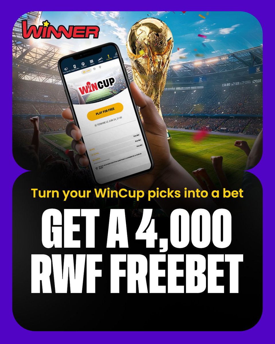 winner_rw's tweet photo. ⚽ Turn your WinCup predictions into bigger rewards, submit your picks, place a qualifying bet and unlock a FreeBet to keep the excitement going. 

Back your predictions, enjoy the action and make every match count. Ready to play? 

https://t.co/ZxuLXQTuI1

#WinnerRwanda #WinCup https://t.co/H902ozQkWR