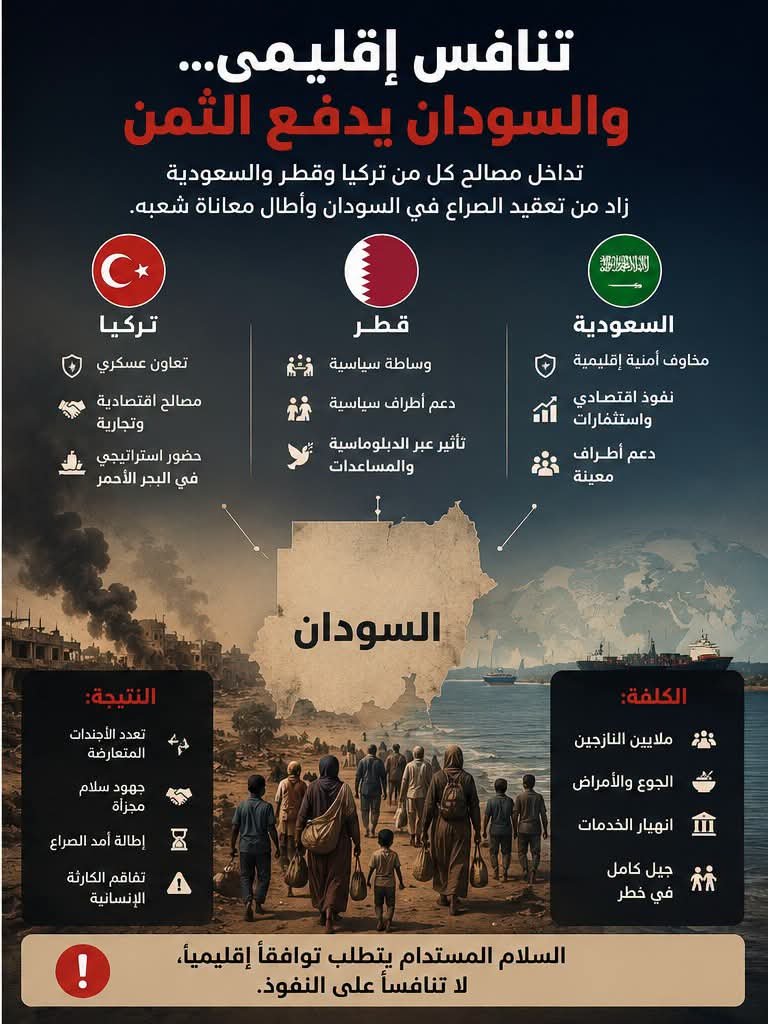 Faari_ida's tweet photo. الحرب في #السودان ما كانت حتستمر وتتطاول لولا التدخلات الخارجية
محاور إقليمية السعودية وقطر وتركيا كل واحد فيهم بيفتش عن مصالحه ونفوذه على حساب دم السودانيين وأرضهم السودان ما ساحة لتصفية حساباتكم الإقليمية كفاية ارتهان للخارج الحل بيبدأ لما تتوقف التدخلات دي 🇸🇩
#أوقفوا_الحرب https://t.co/8khufHSLhg