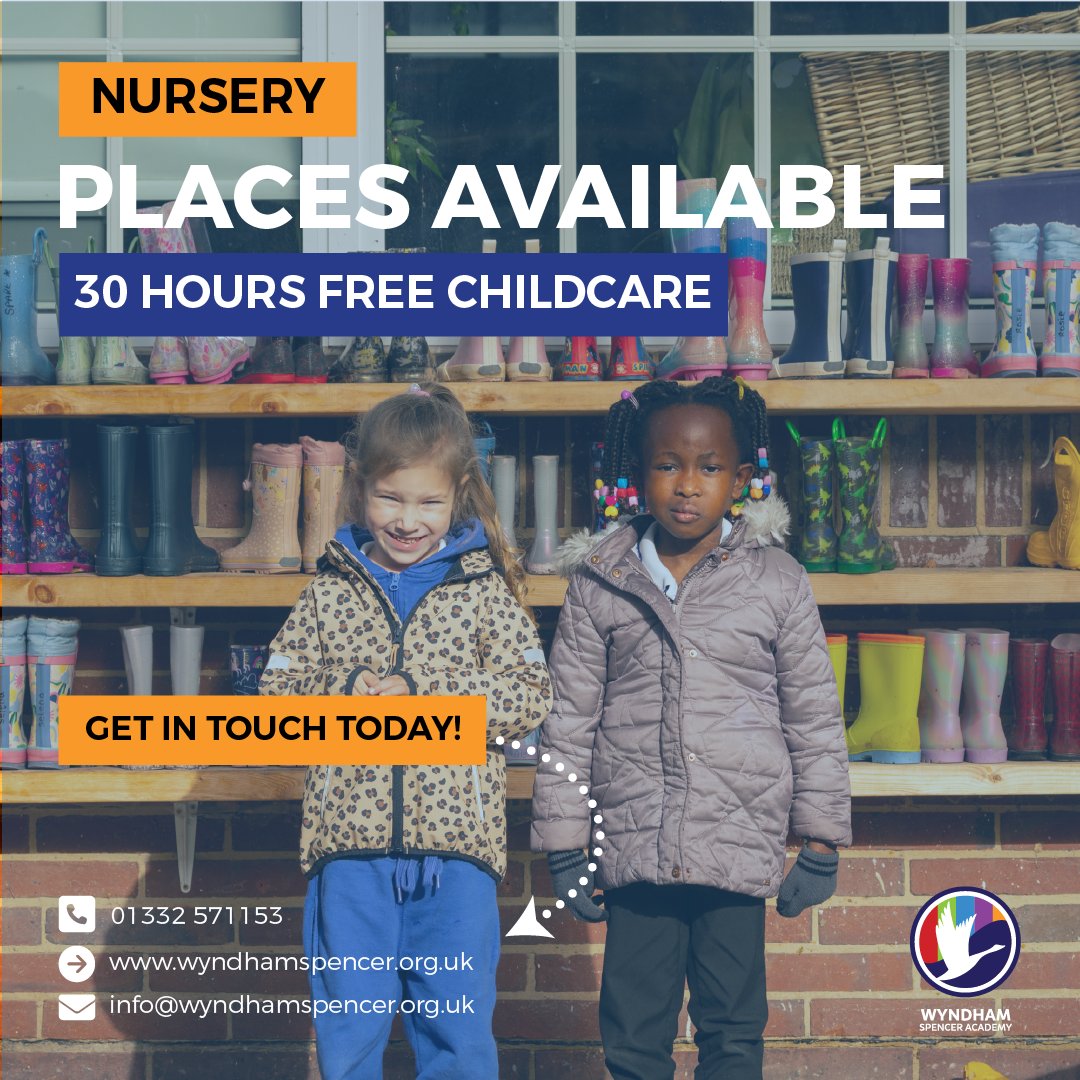 satrust_'s tweet photo. Nursery places are currently available at Wyndham Spencer Academy 🙌
Get in touch today to find out more and arrange a visit 👇
📞: 01332 571153
#NurseryPlaces #Education #SpacesAvailable https://t.co/uTSt0tiSXE