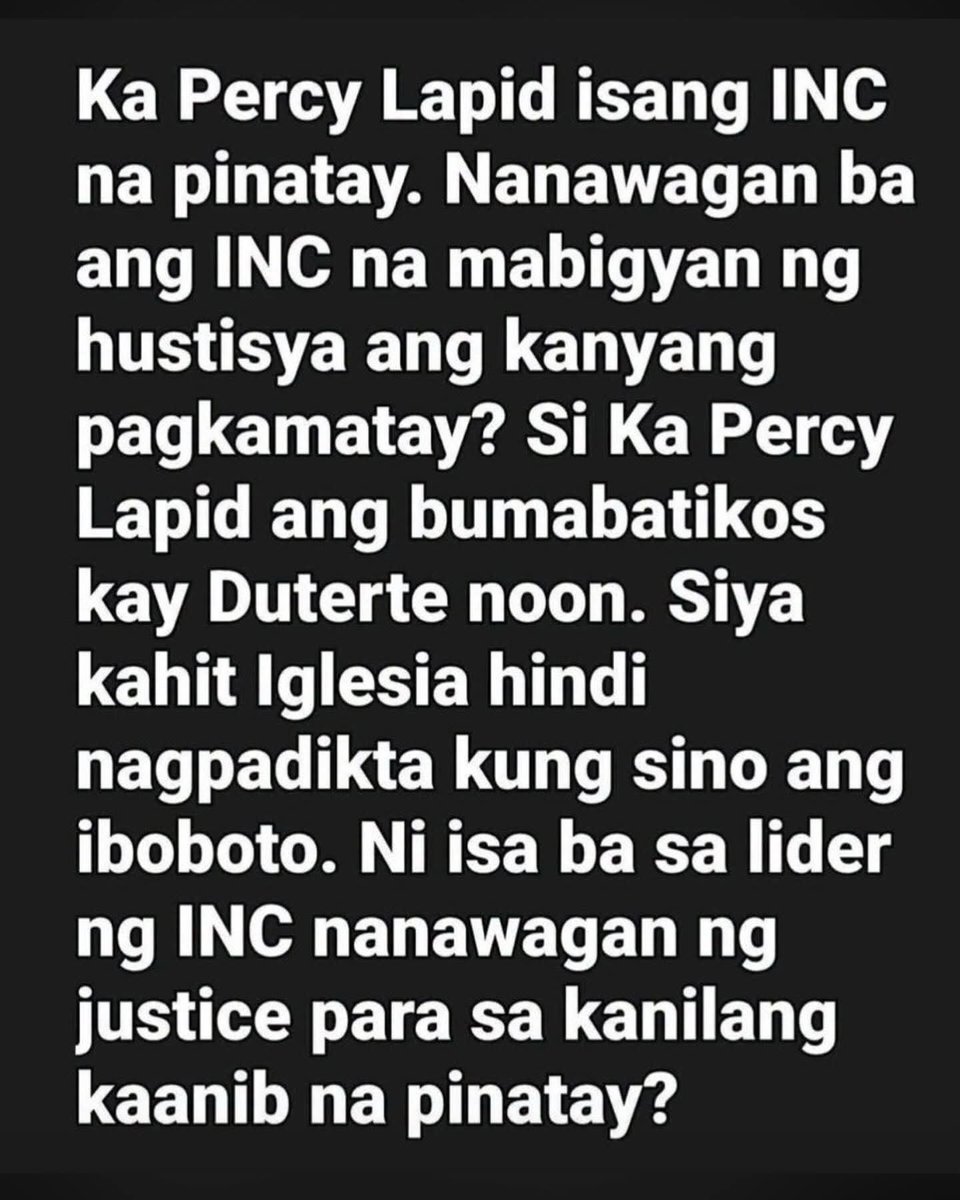 Obi_Prodigalson's tweet photo. Ngayon ko lang nalaman na isa palang miyembro ng Iglesia ni Manalo si Ka Percy Lapid.. 

Bakit hindi yata humingi ng hustisya ang mga kapanalig sa Iglesia ang pagkamatay ni Ka Percy Lapid.? 🤔🤔 https://t.co/aXb8ieyD5O