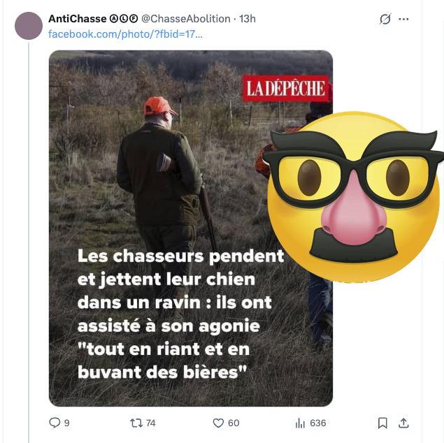 FrancAller_info's tweet photo. Juste en passant, c'était en Espagne, les gens.

On se demande pourquoi notre Jean-Kevin s'est soigneusement abstenu de donner le lien vers l'article de @ladepechedumidi 🤔

Un oubli. Sûrement 🤷‍♂️

#Antichasse #Crétinisme
#Chasse #ChassePartage

* Lire :  « Une affaire de maltraitance animale a secoué l’Espagne avec la condamnation de deux chasseurs pour la mort du chien Acollarado. Reconnus coupables de cruauté, ils ont été condamnés par la justice.»
➡️  https://t.co/5H3NMQp5Am 

** Le crétin : https://t.co/8qiG9RSf4t