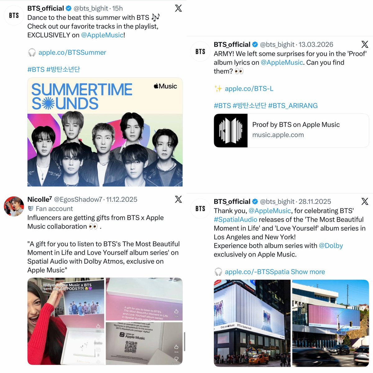 ameviil's tweet photo. BTS is very clearly signaling that they want longevity and they are encouraging the fandom to stream on Apple Music 🤷‍♀️ https://t.co/HH7JCYFmVh