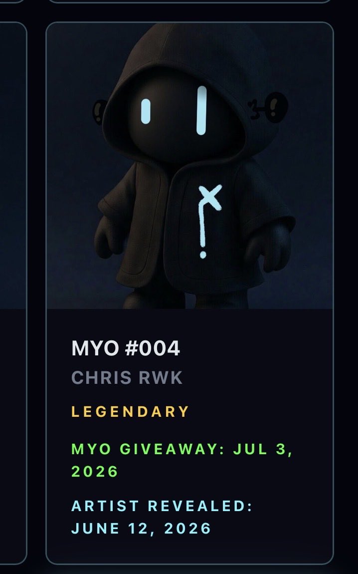 droi_suye's tweet photo. Today, July 3 • 7PM CET / 1PM ET 🎙️ MYO Spaces # 3 

Join the bi-weekly MYO Spaces!

🎁 @chrisrwk will give away his unique 1/1 MYO Artist Edition.
✨ And we’re excited to reveal the legendary Mumbot’s MYO Artist Edition for the very first time @mumbot 

🔗 https://t.co/5cJZeNOZJp

MYO is a collection of 777 unique mints on Ethereum, featuring 111 global Artist Editions created by world-renowned artists.

At 8PM CET / 2PM ET During this space we have our new blindbox mint reveals on our discord!

Don’t sleep. 👁️💙
@riseofmyo @suye_co @Maynz841