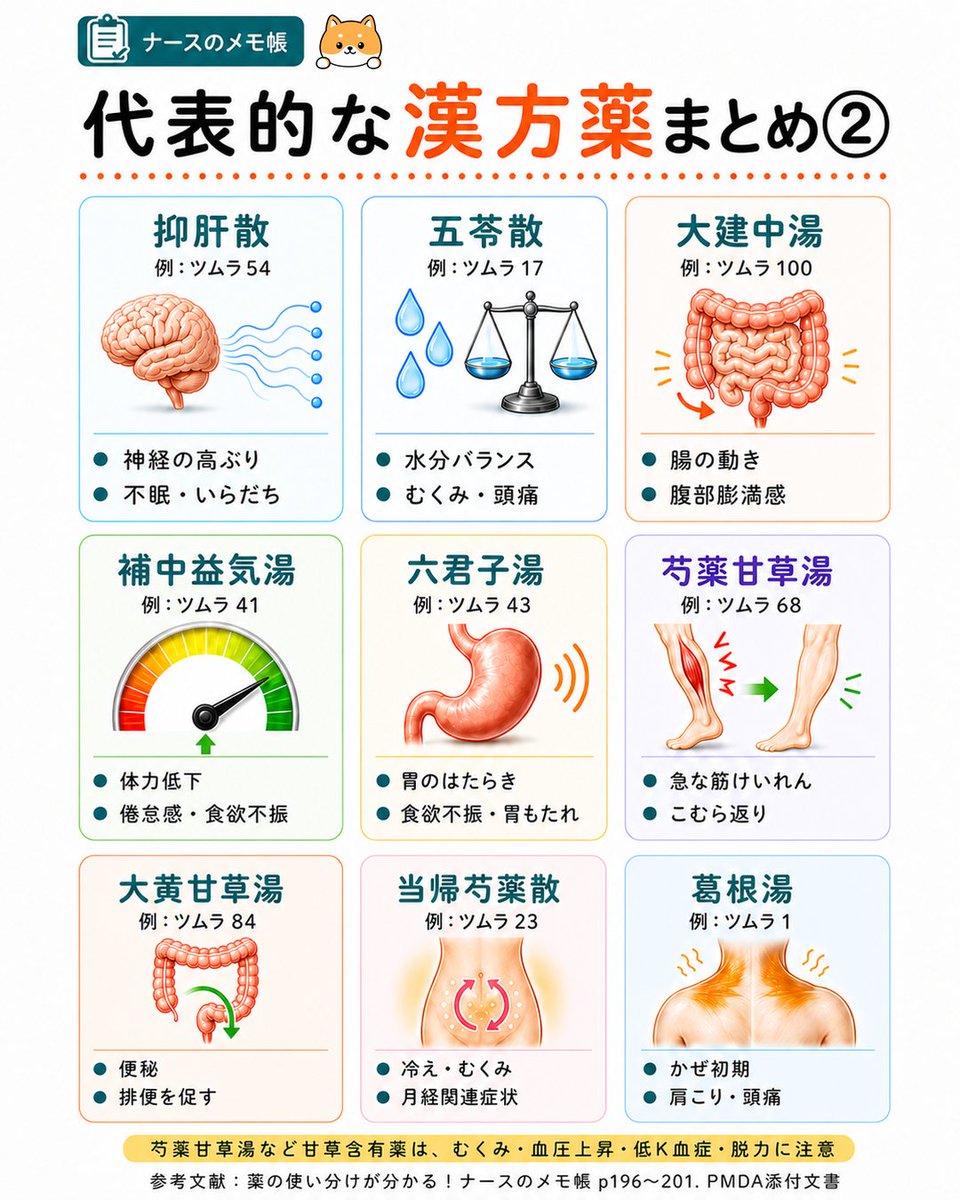 nurse84memo's tweet photo. 看護師向け

代表的な漢方薬まとめ② https://t.co/4CjoCrKzog