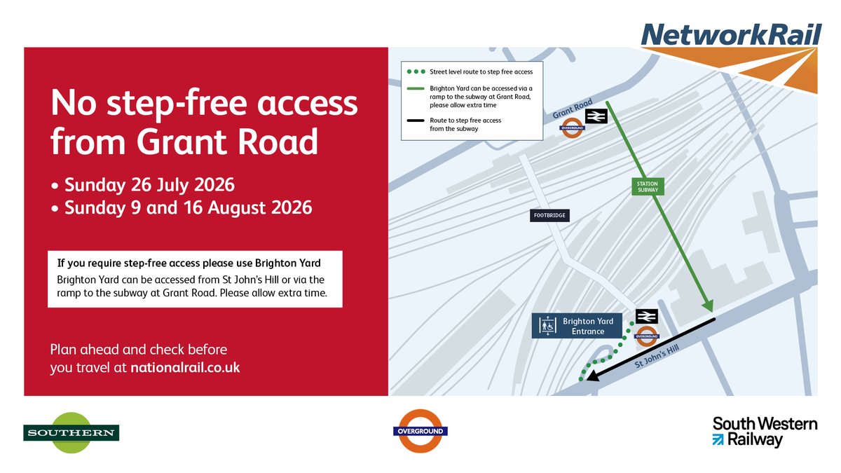 NetworkRailWssx's tweet photo. Route to step free access on Sun 26 July, Sun 9 and Sun 16 August. https://t.co/mlDWedEwgQ