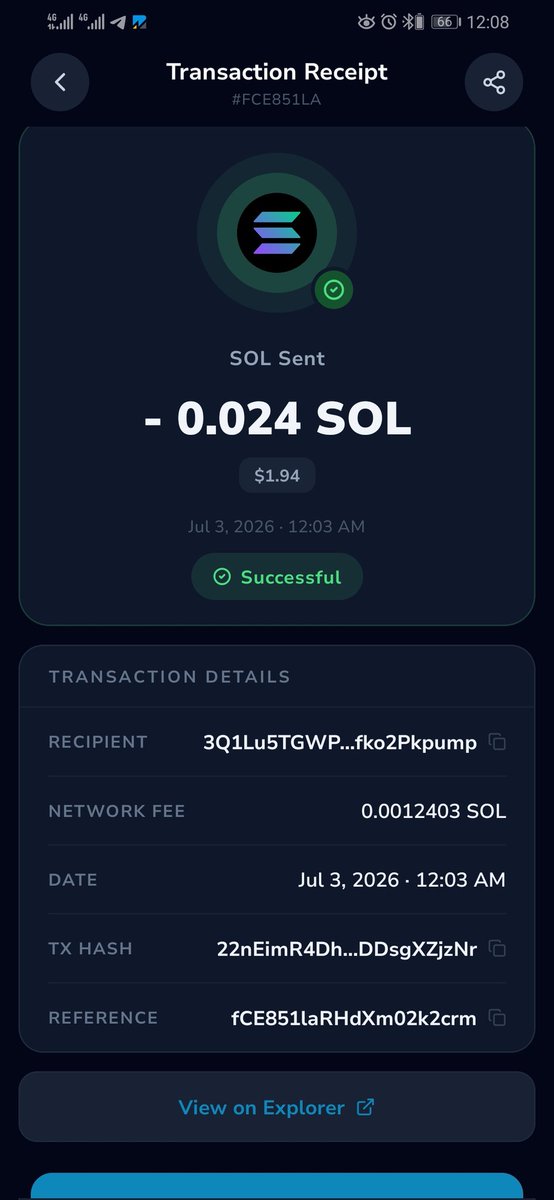 MuhammadBa24200's tweet photo. @EngineerAdam123 Wallahi is the same as what I did yesterday by Night on my Nasfam Pay App.
I wanted to Send 0.024 Solana to my Trojan Wallet but Unfortunately I Made a mistake and sent to the Contract Address Instead of Wallet Address.
May Allah Bless me with Another Money to begin My First Cryp https://t.co/zsNpZXxqFx