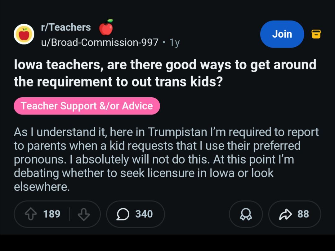 reddit_lies's tweet photo. Never forget that some teachers are actively evading the law that prevents them from grooming your kids. https://t.co/lvTqydal3v