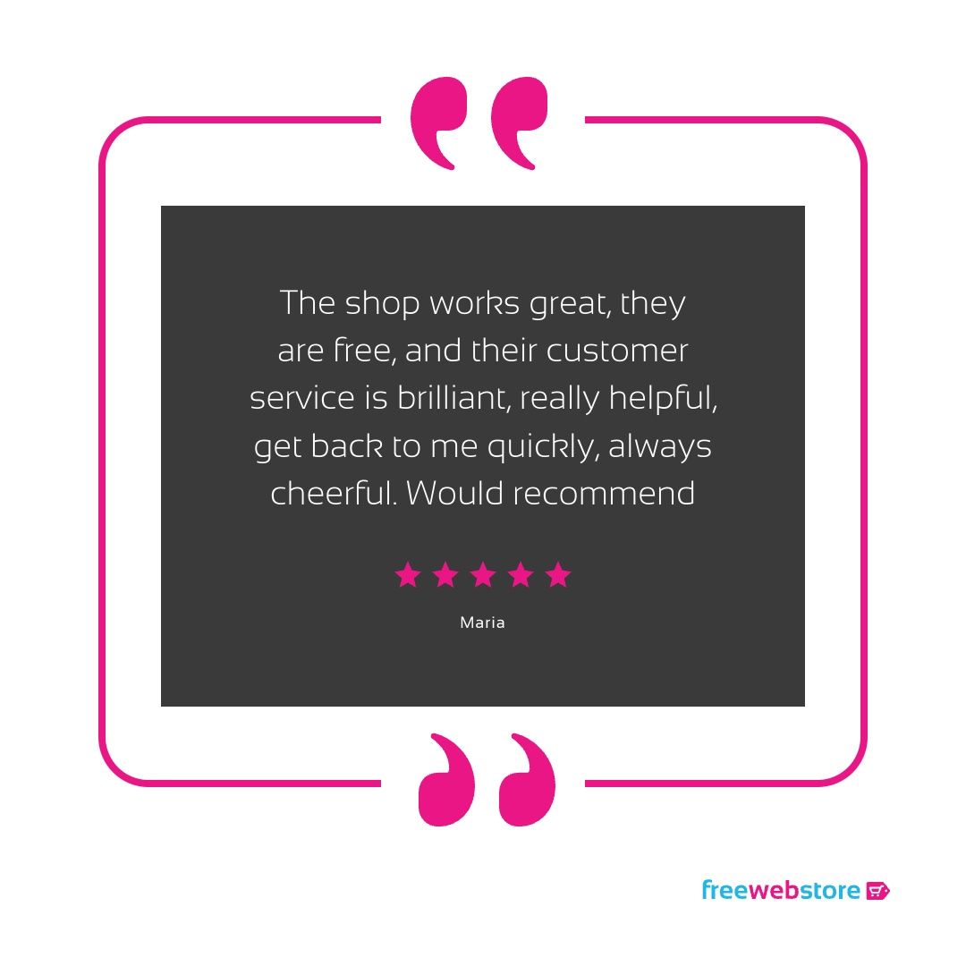 freewebstore's tweet photo. Always cheerful, always helpful, and always free. Maria says it better than we ever could. Start your own store at https://t.co/08sqaPUr2B #freewebstore #ecommerce https://t.co/QQNj7KLJvV