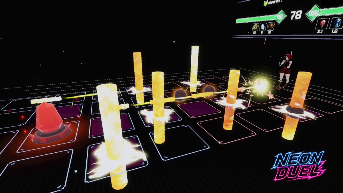 wing_ap's tweet photo. ［GAME］ Neon Duel ［EN․JP］
公開しました！ #NeonDuel

💫1vs1高速ローグライトアクション
デッキを作って、高速デュエルで相手を倒そう！

🔤言語 JP/EN
🎯2~16人対応、PCVR/Desktop/Quest
🗃️豊富なカードプール150種類

🎮操作も直感的で誰でもすぐ遊べます

#VRChat ワールドリンクはリプライ↓ https://t.co/ObsevjCaMe