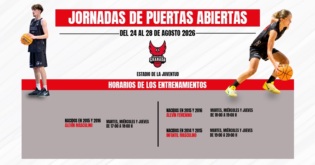 CoviranGranada's tweet photo. 👉 Las pruebas para formar parte de los equipos federados de @BaseFCBG tendrán lugar del 24 al 28 de agosto.

Si quieres asistir a los entrenamientos del júnior A masculino o femenino y del cadete A masculino tienes que mandar un correo a coordinador@fundacioncbgranada.es

ℹ️ https://t.co/7X7duKEe1m

#ContigoFundación