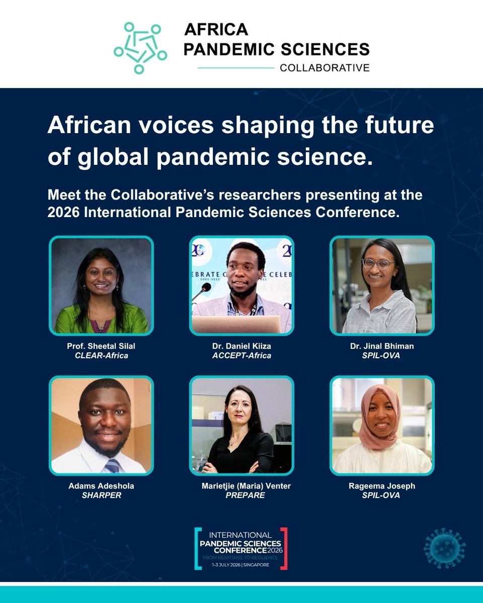 AfrPandemicSci's tweet photo. At the ongoing International #PandemicSciences26 Conference 2026 in Singapore, researchers from across the Collaborative are sharing pioneering work that reflects the breadth and depth of African-led science.
@MastercardFdn #ScienceLeadership https://t.co/IKZgUXIPoX