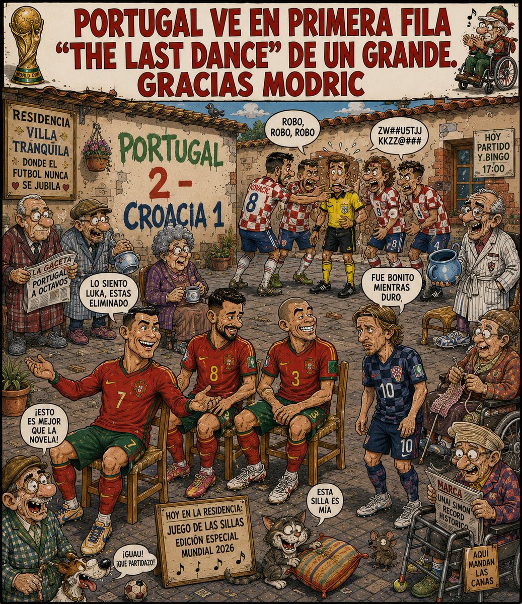 adolfomena72's tweet photo. FUTBOL+HUMOR IS POSIBOL. Capitulo 40º
Portugal y Croacia disputaron un partido de verdad para un publico de otra época. 
Entre sus dos capitanes juntaban más de 80 años y cientos de batallas libradas. La de anoche fue épica por su final enrevesado. 
Gracias por todo Luka Modric. https://t.co/SH9ZkcNNln