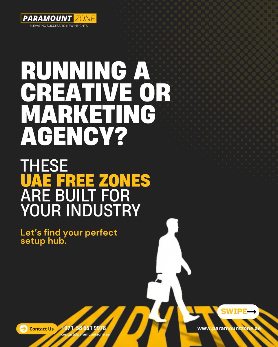 ZoneParamo20425's tweet photo. Choosing the right free zone is one of the most important decisions you'll make when starting a creative or marketing agency in the UAE.

From media-focused ecosystems to budget-friendly startup hubs, each free zone offers unique advantages depending on your business goals, target clients, and growth plans.

Swipe through to discover which free zone is the best fit for your agency - https://t.co/ypugMfjI7M

Get in touch with our experts today and start your agency with confidence.
📞 +971 58 651 9978
📧 contact@paramountzone.ae

#businesssetup #uaebusiness #dubaibusiness #dubai #uae #entrepreneur #startinuAE #startupuae #businessuae #companyformation #freezone #uaefreezone #dubaifreezone #marketingagency #creativeagency #digitalmarketing #socialmediamarketing #brandingagency #mediaagency #contentcreation #advertisingagency #dubaimedia #dubaimediacity #dubaidesigndistrict #d3 #twofour54 #rakez #shamsfreezone #ajmanfreezone #paramountzone