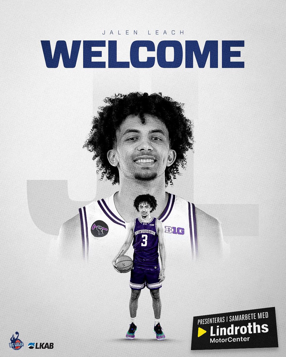 BcLulea's tweet photo. WELCOME JALEN LEACH! ✍️🔥

Vi säger varmt välkommen till den amerikanske guarden Jalen Leach (@JalenL30).

193 centimeter långe Leach kommer allra senast från spel på Northwestern i den erkänt starka Big Ten conference.

Läs mer här: https://t.co/TERJYmjM5C 

@NUMensBball https://t.co/2SjHS78fqI