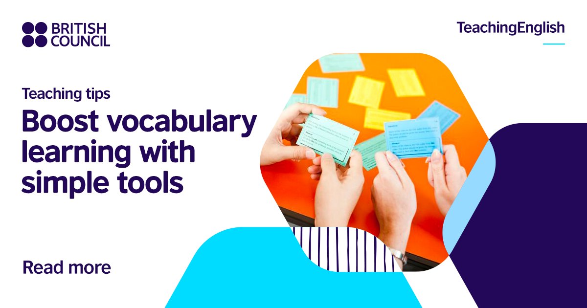 UKinCameroon's tweet photo. Helping learners remember vocabulary can be simple and effective.
This TeachingEnglish article shows how to use a vocabulary box with cards, games and group activities to help learners review and use new words regularly.
Explore the tips here:
https://t.co/VtYmfnzJmA https://t.co/OZQWDZh1SM