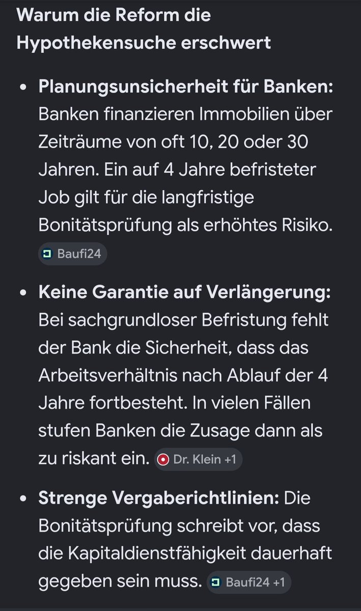 Dani_li_ma10_1's tweet photo. Das neue  Reformpaket, das sachgrundlose Befristungen von bisher 2 Jahren auf bis zu 4 Jahre verlängert, wird die Baufinanzierung für Betroffene spürbar erschweren. Für einen Immobilienkredit ist eine langfristige und sichere Einkommensperspektive für Banken essenziell. https://t.co/Umidlv8jj5