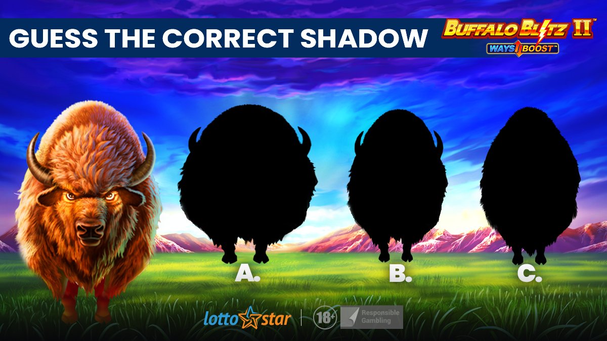Lotto_Star's tweet photo. Something big is hiding in the shadows. 🐃 Can you guess the correct shadow of LottoStar’s Buffalo Blitz Slot Game? GO! 🤭 
#LottoStar #TGIF #Interact #TakeAGuess https://t.co/sd2kMuUC2y