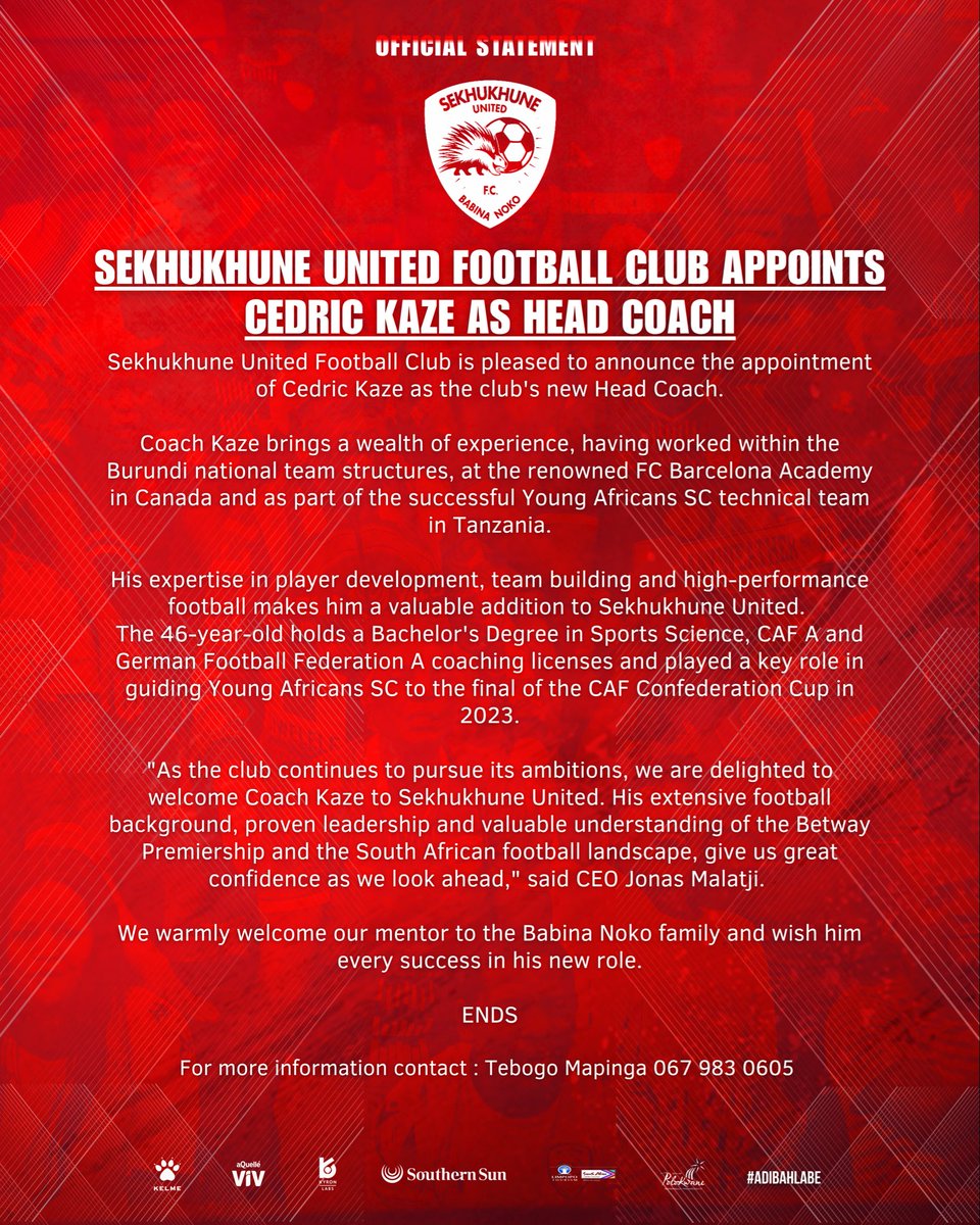 SekhukhuneFc's tweet photo. 🚨CLUB STATEMENT 🚨

🦔🦔🦔🦔🦔

#Adibahlabe
#KazeJoinsBabinaNoko https://t.co/RNspWnDBe0
