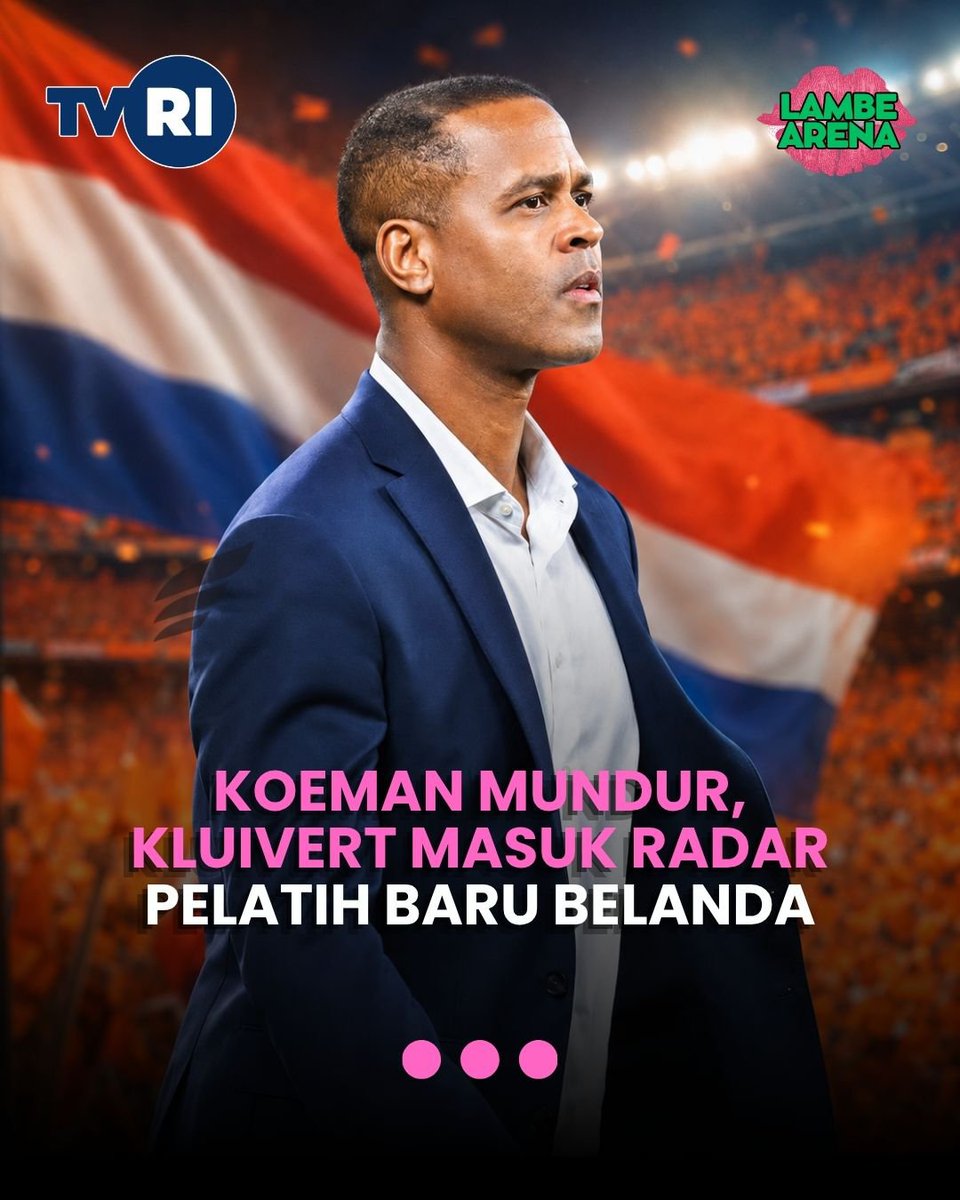 LambeArena's tweet photo. Koeman resmi mundur setelah Belanda tersingkir dari Piala Dunia 2026. Kini nama Patrick Kluivert ikut masuk radar sebagai kandidat pelatih baru De Oranje. Era baru Belanda segera dimulai? 🇳🇱⚽ https://t.co/NzKkSaVSU5
