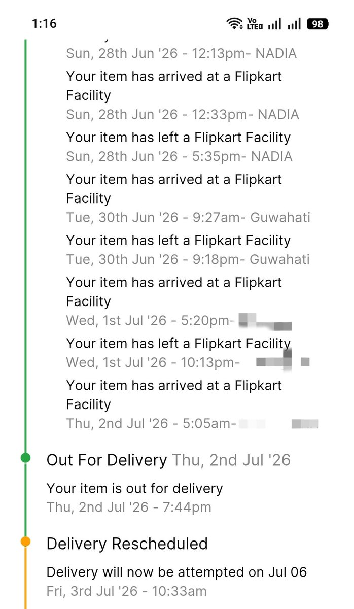 r_shabana's tweet photo. @Flipkart For every order the estimated date is crossed &amp;rescheduled Ekart boy said they are paid less so cant afford to deliver orders.Customers are suffering. Better switch to other sites.Waited fr 1 week frm @flipkart but Got same product at same price from @blinkit in 15mins today. https://t.co/ypvjPC4ja6
