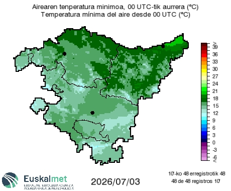 Euskalmet's tweet photo. 🌡#Tmin
✅Biharko ez dugu aldaketa handirik espero.
✅Para mañana no esperamos grandes cambios. https://t.co/vjmpOM8gGB