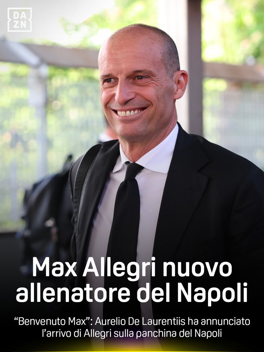 DAZN_IT's tweet photo. Allegri 🤝 Napoli 🔵
Max è il nuovo allenatore degli azzurri 🆕👨‍💼

#Allegri #Napoli #DAZN https://t.co/knhZC9A700