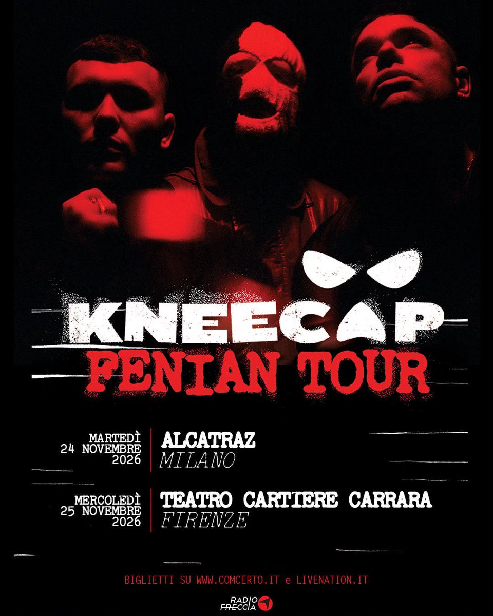 KNEECAPCEOL's tweet photo. Italia....we are live and on sale 🔥 🇮🇹 

🎟️ https://t.co/wqoSGEPGoh https://t.co/kWptpUYtwx