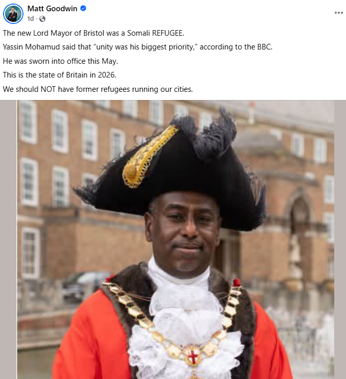 Adam1701D's tweet photo. If you ever needed proof that @reformparty_uk is a racist party, check out this deranged post from Matt Goodwin. https://t.co/laX4TLHzRS