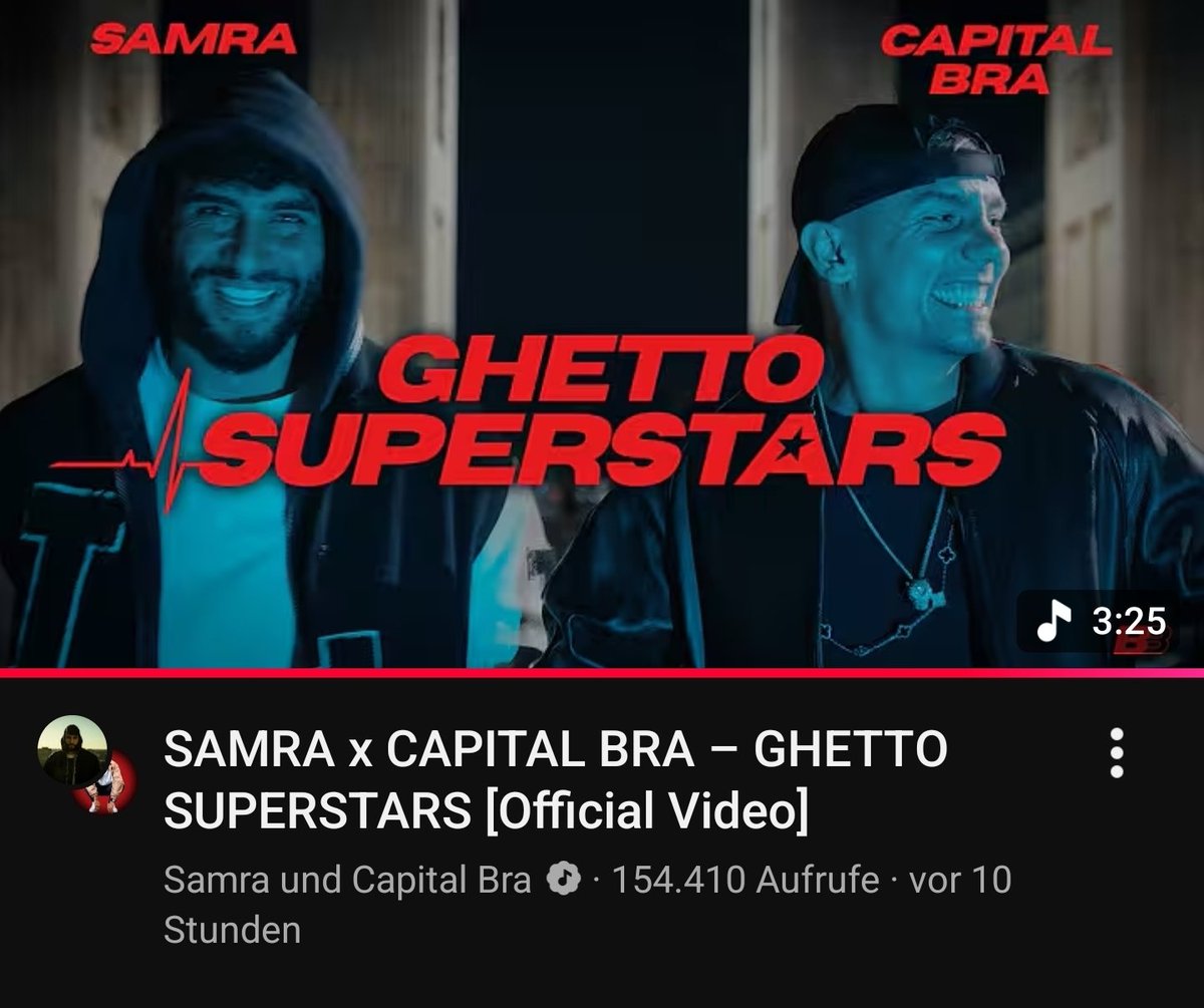 Flairkel's tweet photo. Weiss nicht wann es das letzte Mal so viele Klicks über Nacht auf ein Deutschrapsong gab.

(Samra stark wie früher und Capi hat bisschen verkackt leider) https://t.co/R7iqoqPB1C