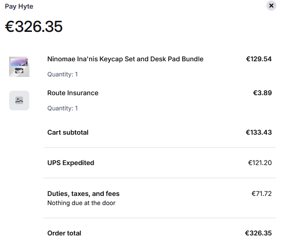 Modelik_'s tweet photo. Even just the Keycaps cost that much in shipping. Wtf??? https://t.co/MtirNCpcMU