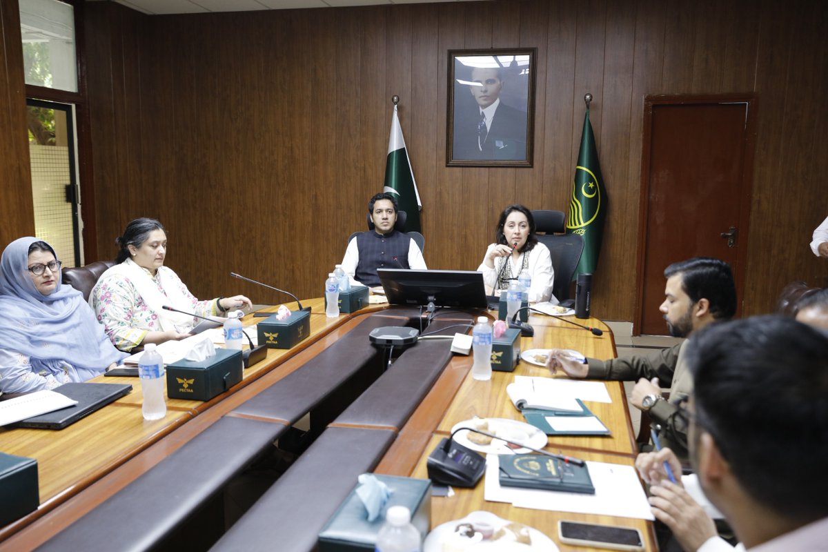 PECTAAOfficial's tweet photo. A review meeting on foreign-funded education projects was held at PECTAA with Vice Chair PECTAA Ms. Nausheen Adnan, CEO PECTAA, and the Project Director PMIU. The meeting undertook a comprehensive stocktaking of key initiatives, including TALEEM, GRADES, and STG.

Project-wise progress against agreed targets was reviewed in detail, with each milestone examined separately. To ensure timely implementation and expedite progress, dedicated committees were constituted for selected targets, with clear responsibilities assigned for their effective execution.
