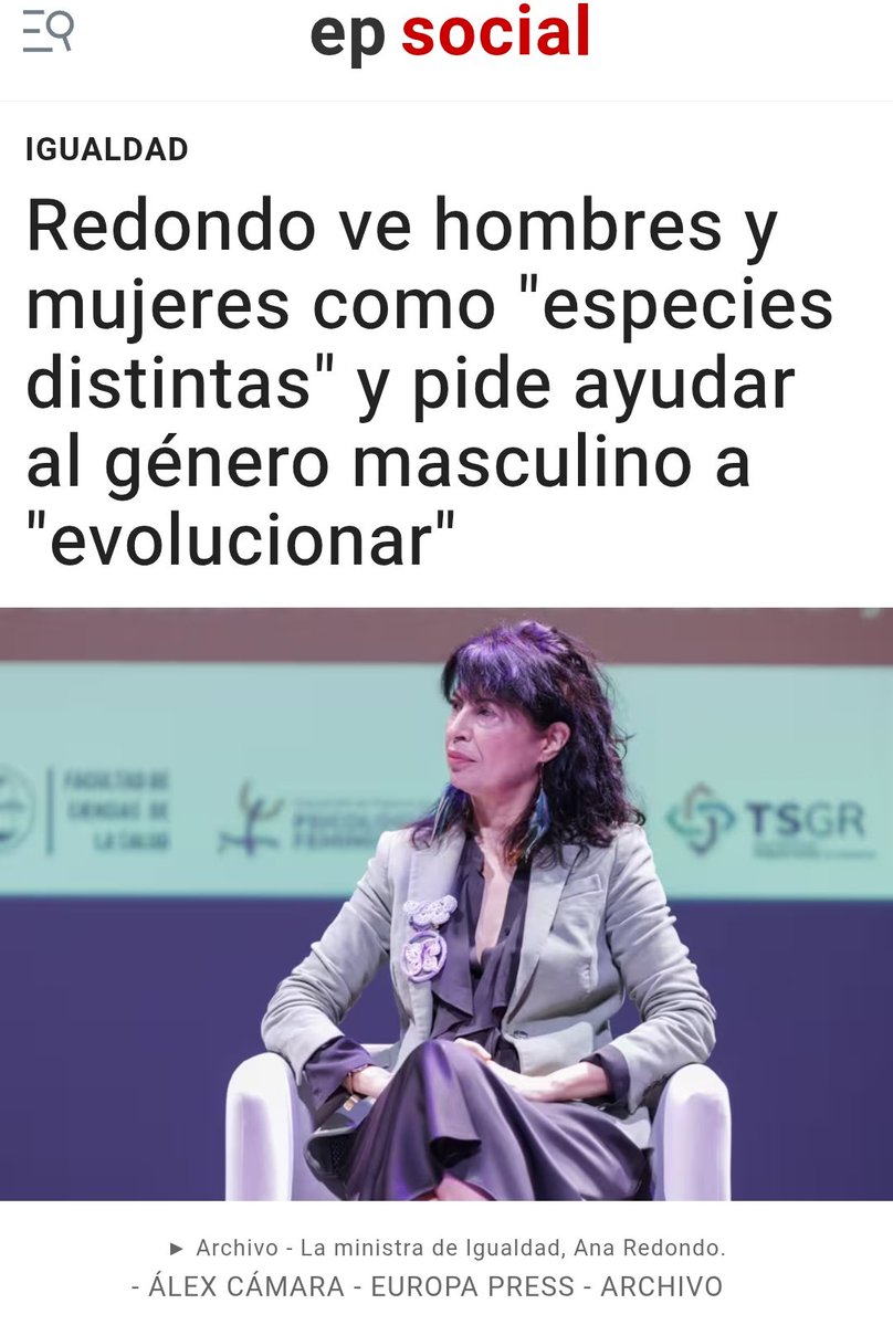 Samuraiimoderno's tweet photo. Si un político dijera que las mujeres están menos evolucionadas que los hombres, ardería Troya y no duraría medio segundo en el cargo. En España tenemos a este excremento subhumano hembrista como MINISTRA DE IGUALDAD, y aquí no pasa nada.
Patriarcado mis 🥚🥚. https://t.co/SELrSPWiFc