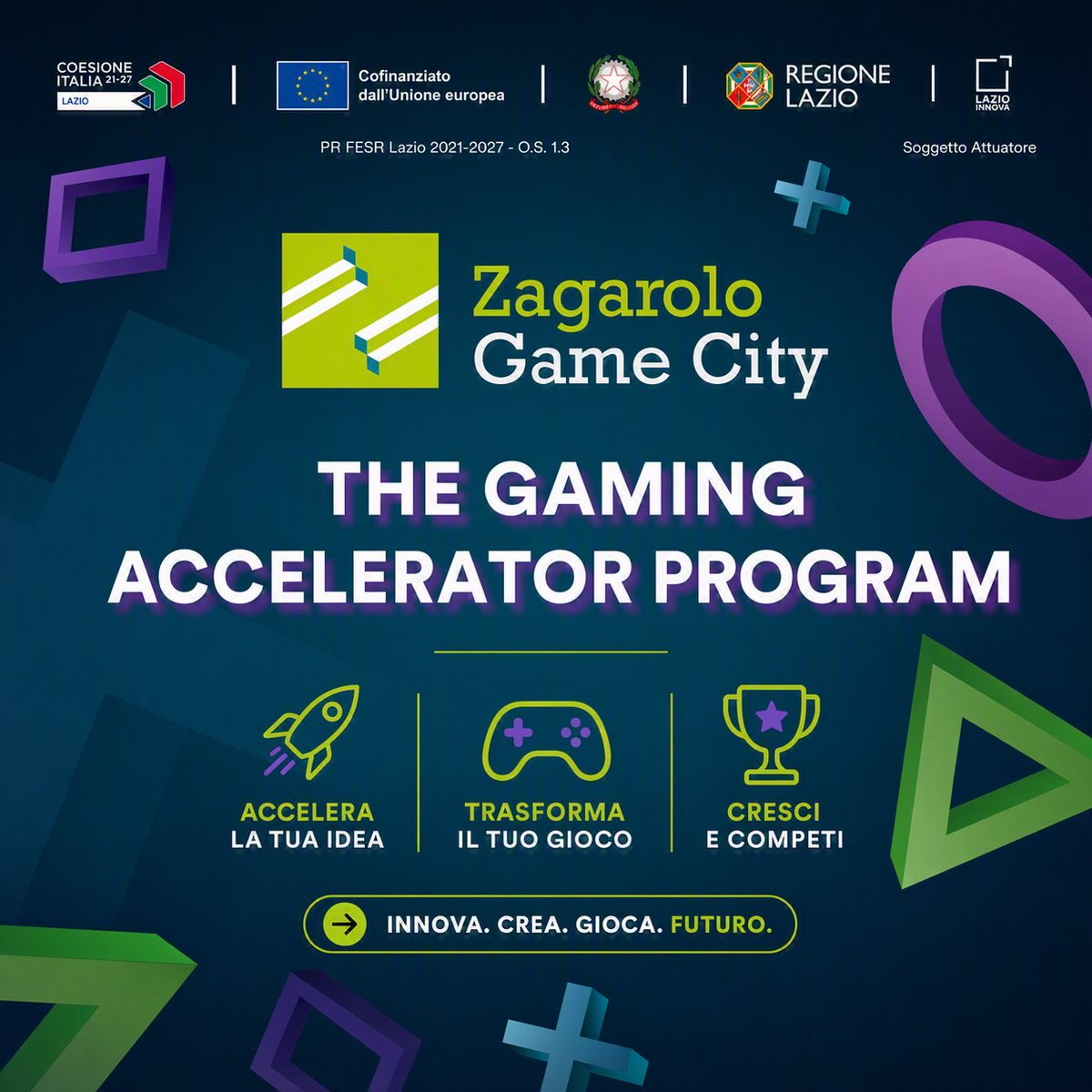 LazioInnova's tweet photo. 🎮 Se fai parte di un team di sviluppatori, di una startup o di uno studio indipendente, Zagarolo Game City può aiutarti a trasformare il tuo progetto   in un prodotto pronto per il mercato
➡️Candidature fino al 31 luglio (ore 17). 
 👉https://t.co/Vf8wZCjpux   

 #prfesrlazio https://t.co/t6Z0wthq3T