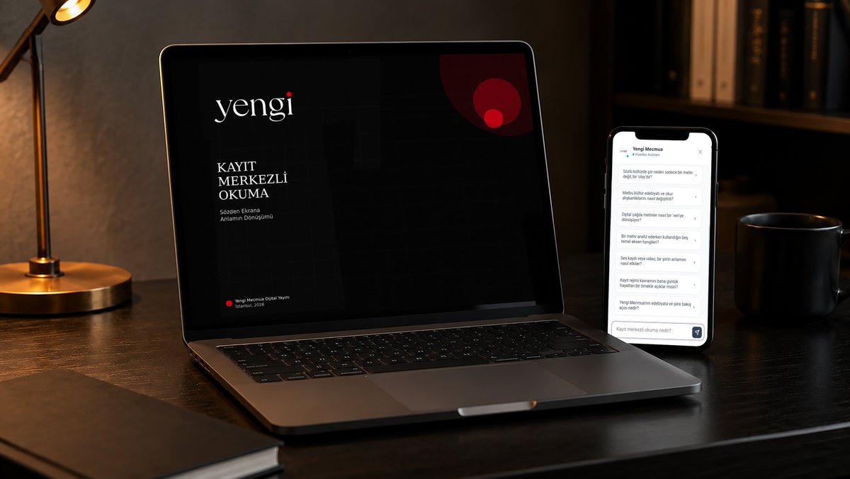 yengimecmua's tweet photo. Yengi Mecmua'nın yeni yayın dönemi başladı.

📖 "Kayıt Merkezli Okuma: Sözden Ekrana Anlamın Dönüşümü" flipbook'u,
🤖 Yapay zekâ destekli poetika botu
ve yeni içerikler yayında.

Sözden ekrana uzanan edebiyat yolculuğunu keşfetmek için:🌐 https://t.co/sO3kvixBdQ https://t.co/xbZqc1Sgok