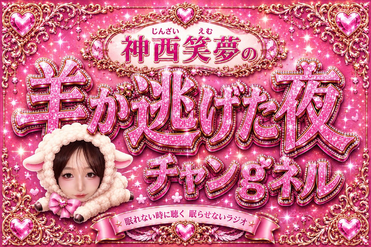 xxxxMAPAxxxx's tweet photo. 【🆕コンテンツ🐏】

神西笑夢の羊が逃げた夜チャンgネル
〜眠れない時に聴く 眠らせないラジオ〜

神西笑夢（通称えむちゃんぐ）が気ままにおしゃべりをするラジオが始動💖♻️
毎週土曜日0時更新予定となります。

📻7/4(土)00:00プレミアム公開
https://t.co/eGSGqWy8I4
#チャンgネル 

📮お便りはこちら
https://t.co/iYhDZZJUln
