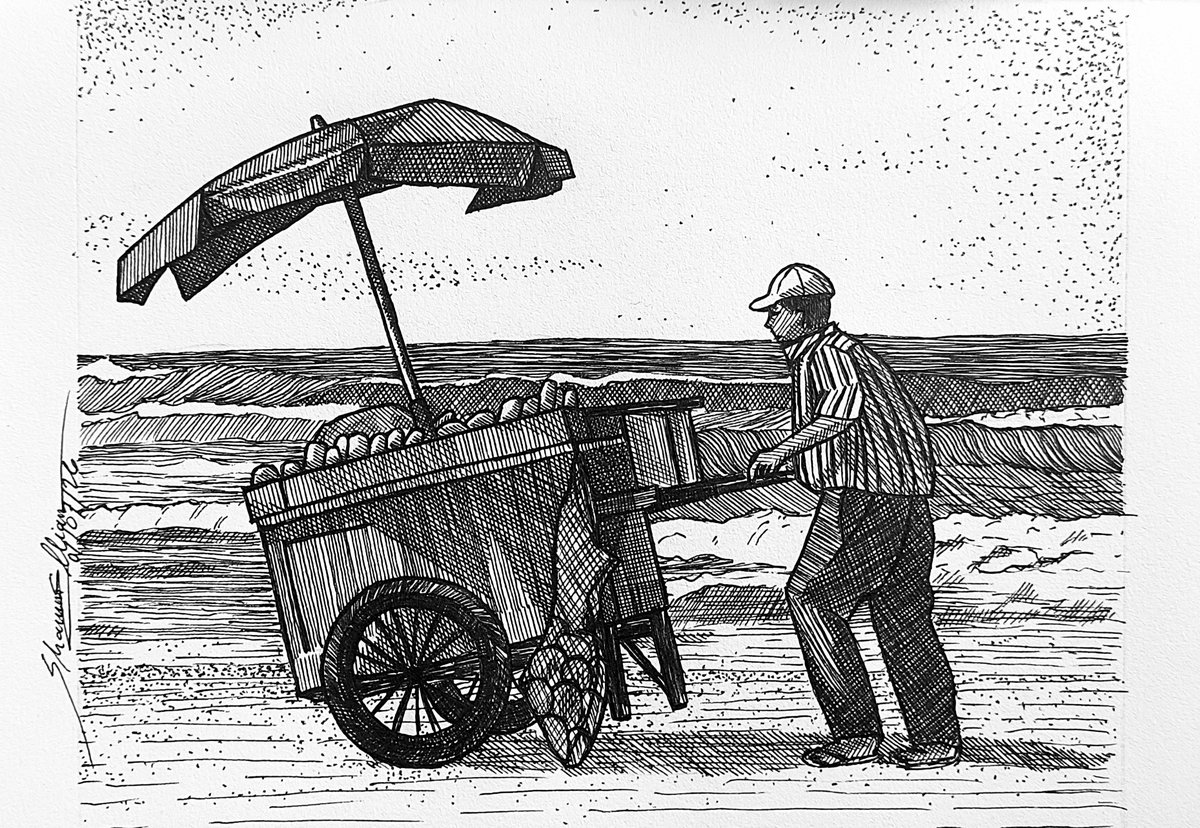 shawnellian's tweet photo. The Ice Cream Man
Created for virtual_sketchers's drawing challenge
Medium: Pen on Paper
#virtualsketchers #beach #penandink #pendrawing #inkartwork #art #artmoots https://t.co/FomcGDb5fg