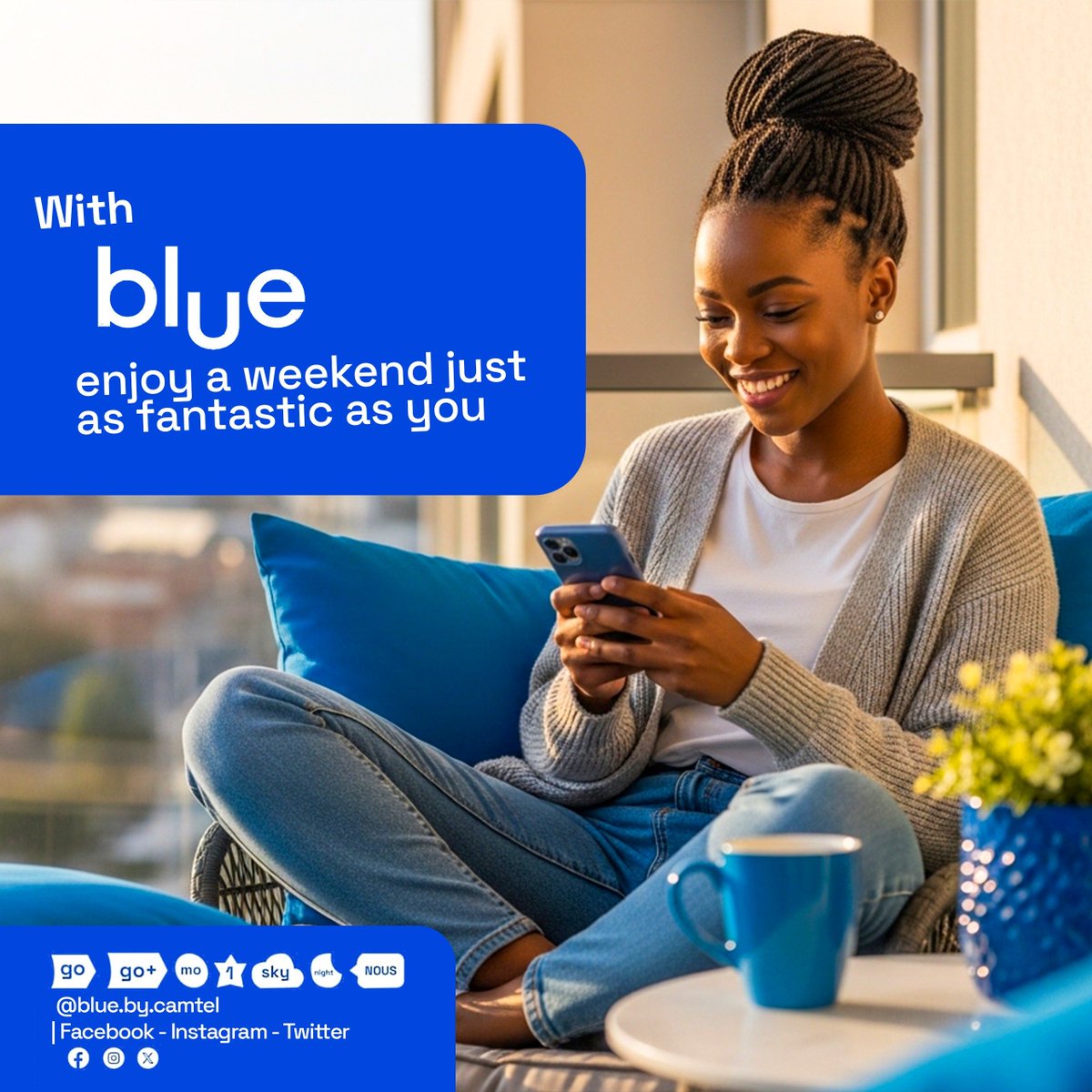 blue_by_camtel's tweet photo. Nouvelle occasion de savourer les belles choses de la vie… avec blue 💙📱
Bluetiful weekend
#blue4Her
#UnPointCestblue
…………
Here's a new opportunity to enjoy the best things in life… with blue 💙📱
Bluetiful weekend
#blue4Her
#UnPointCestblue https://t.co/Yoo3r2LuO2