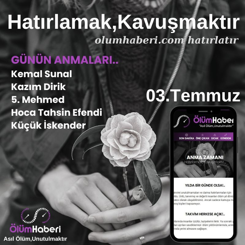 OlumHaberi's tweet photo. GÜNÜN ANMALARI. (03.Temmuz)
5. Mehmed
Hoca Tahsin Efendi
Kazım Dirik
https://t.co/mHRZXAkEsq
#İstanbul #vefat #anma #tarih #5Mehmed #HocaTahsinEfendi #KazımDirik #yazar #tarihci #felsefe #sair #siir #Osmanli #TBMM #Astoromii https://t.co/uJJUVkth5g