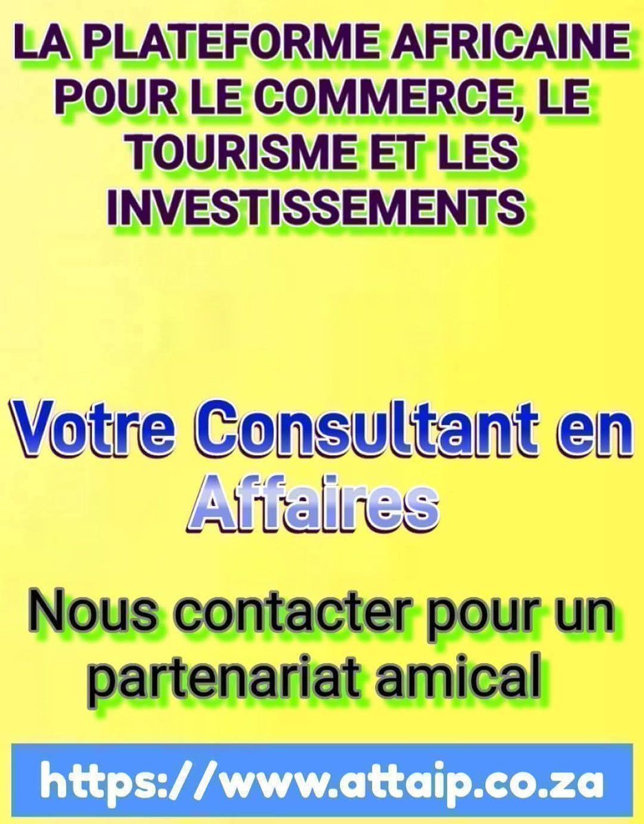 Messypouokam's tweet photo. https://t.co/juPgQduFwm

Basés en Afrique du Sud

Nous continuons à renforcer les liens commerciaux entre l'Afrique du Sud et le reste de l'Afrique

Nous mettons en relation des entreprises et facilitons les échanges commerciaux

Contactez-nous à tout moment https://t.co/DkIEuvxQZR